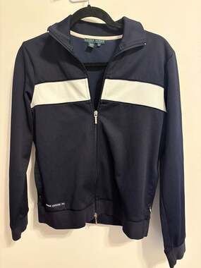 Lauren Ralph Lauren Active Women's Navy Blue & White Track Jacket Size M